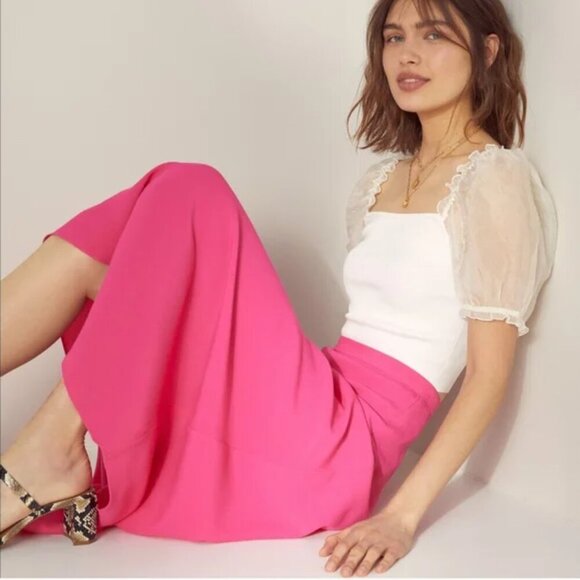 Aritzia Wilfred Midi Skirt Electron Fuschia Pink Size 2 - Picture 2 of 8
